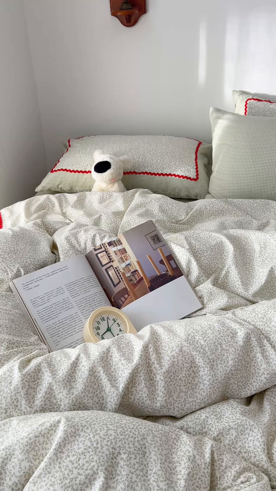 91家纺网 家纺一手货源 找家纺 睡美美家纺 2026新款古法水洗贴布格纹碎花云朵棉四件套-格纹小碎花 格纹小碎花--青柠