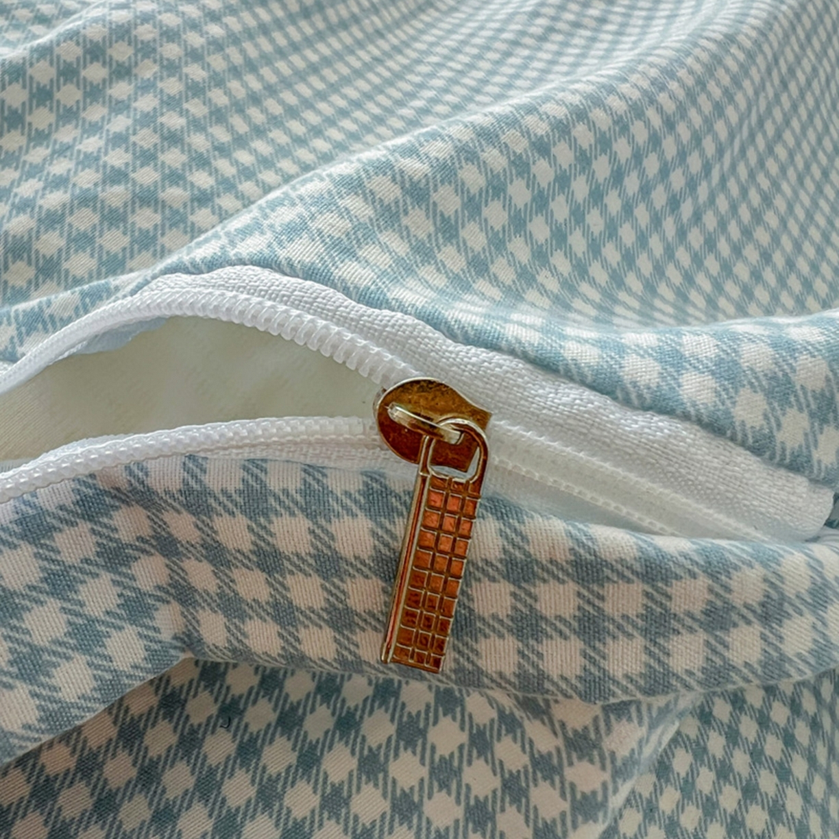 91家纺网 家纺一手货源 找家纺 睡美美家纺 2026新款古法水洗贴布格纹碎花云朵棉四件套-格纹小碎花 格纹小碎花--晴蓝