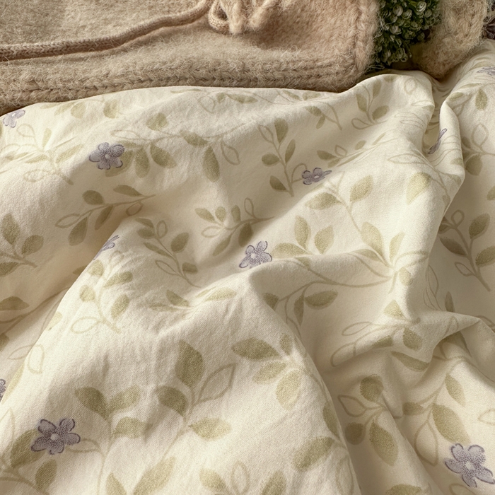 91家纺网 家纺一手货源 找家纺 梦纤绒 2026新款A类仿棉古法水洗棉法式全棉花边四件套春日絮语