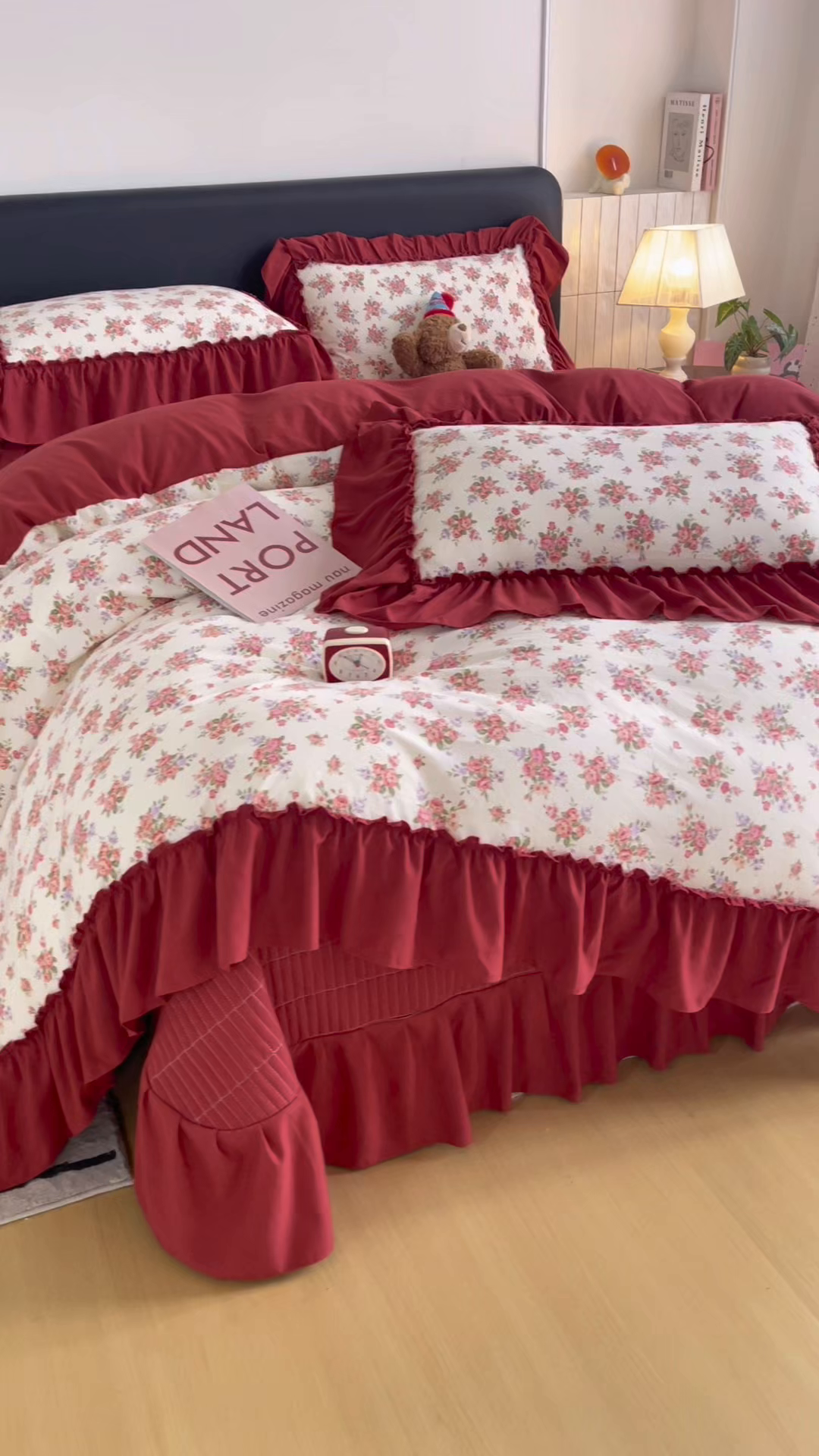 91家纺网 家纺一手货源 找家纺 锦格家纺 2026春夏新款古法水洗棉花边床盖款四件套 茉之语