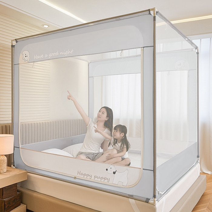 91家纺网 家纺一手货源 找家纺 青竹苑 2026新款圆弧款坐床防摔蚊帐 狗狗