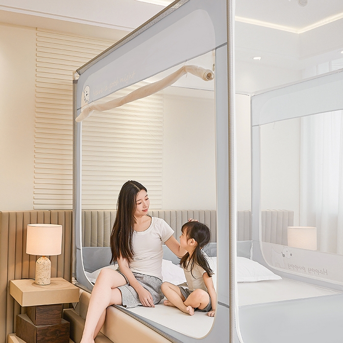 91家纺网 家纺一手货源 找家纺 青竹苑 2026新款圆弧款坐床防摔蚊帐 狗狗