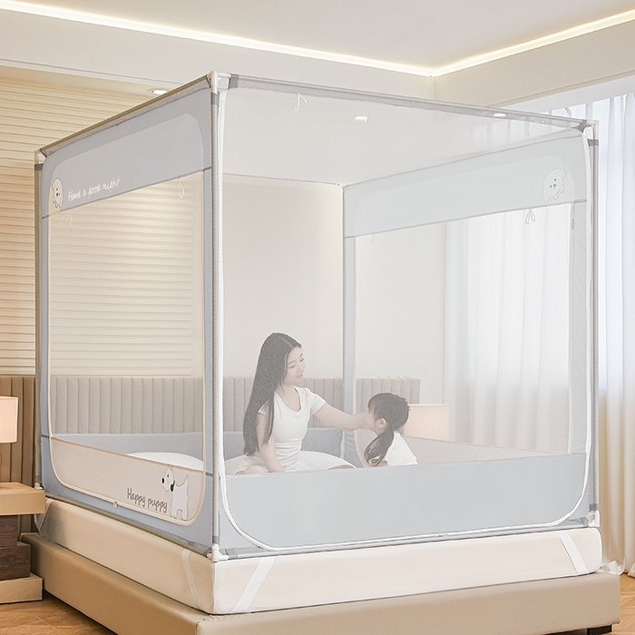 91家纺网 家纺一手货源 找家纺 青竹苑 2026新款圆弧款坐床防摔蚊帐 狗狗