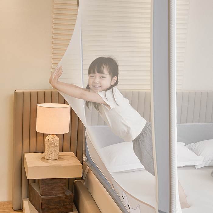 91家纺网 家纺一手货源 找家纺 青竹苑 2026新款圆弧款坐床防摔蚊帐 狗狗