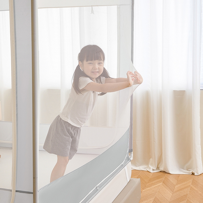 91家纺网 家纺一手货源 找家纺 青竹苑 2026新款圆弧款坐床防摔蚊帐 狗狗