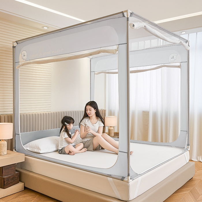 91家纺网 家纺一手货源 找家纺 青竹苑 2026新款圆弧款坐床防摔蚊帐 狗狗