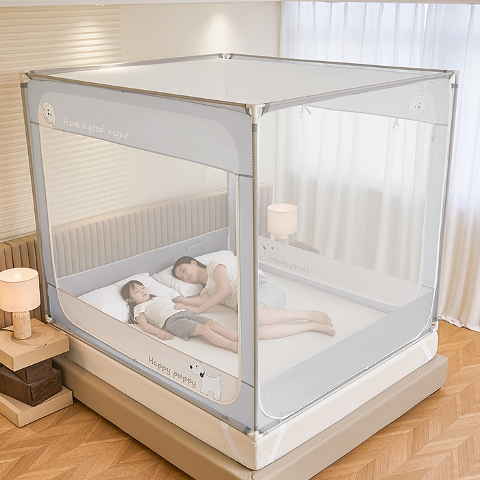 91家纺网 家纺一手货源 找家纺 青竹苑 2026新款圆弧款坐床防摔蚊帐 狗狗