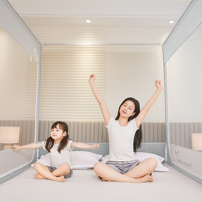 91家纺网 家纺一手货源 找家纺 青竹苑 2026新款圆弧款坐床防摔蚊帐 狗狗