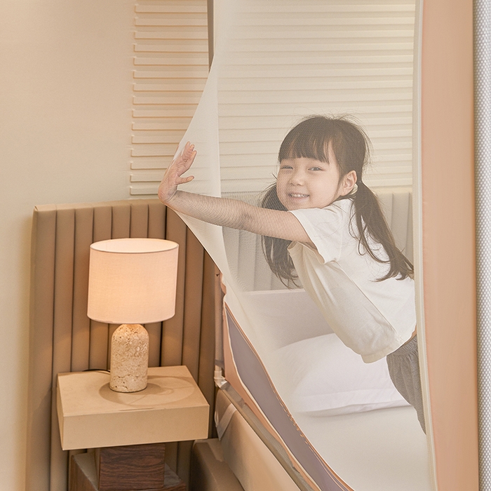 91家纺网 家纺一手货源 找家纺 青竹苑 2026新款圆弧款坐床防摔蚊帐 好伙伴