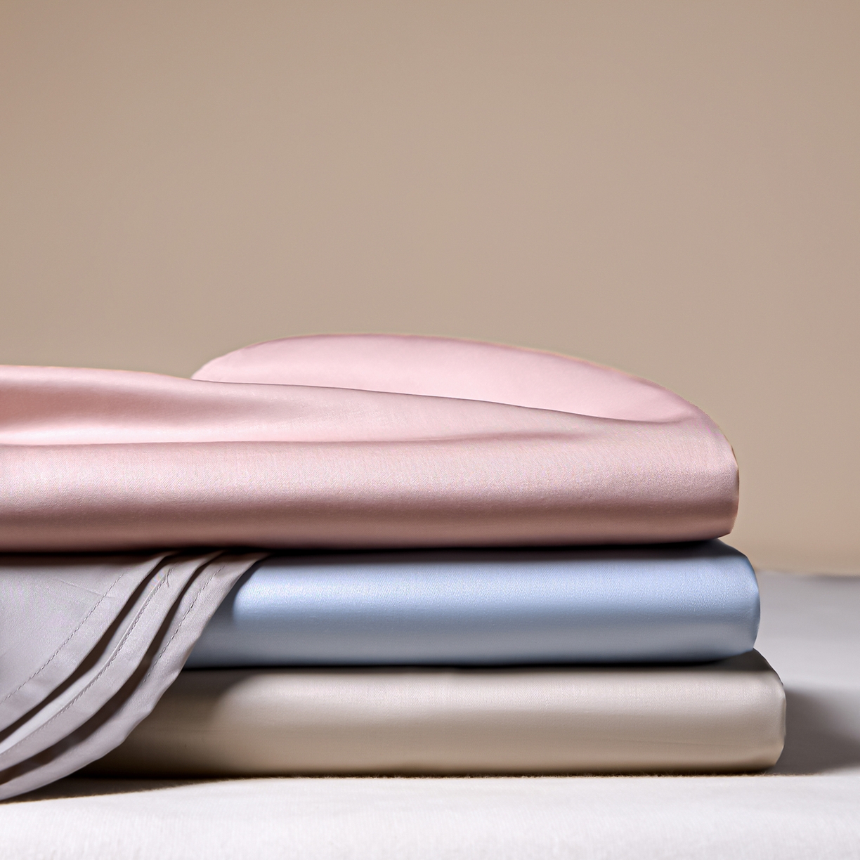 91家纺网 家纺一手货源 找家纺 （总）拼社家纺 2026新款A类全棉50s双股100Pro贡缎长绒棉四件套全棉四件套简约纯色纯棉床上用品