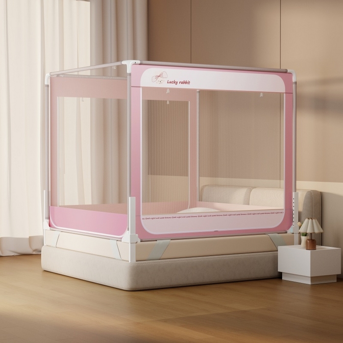 91家纺网 家纺一手货源 找家纺 青竹苑 2026新款圆弧款坐床防摔蚊帐 兔兔