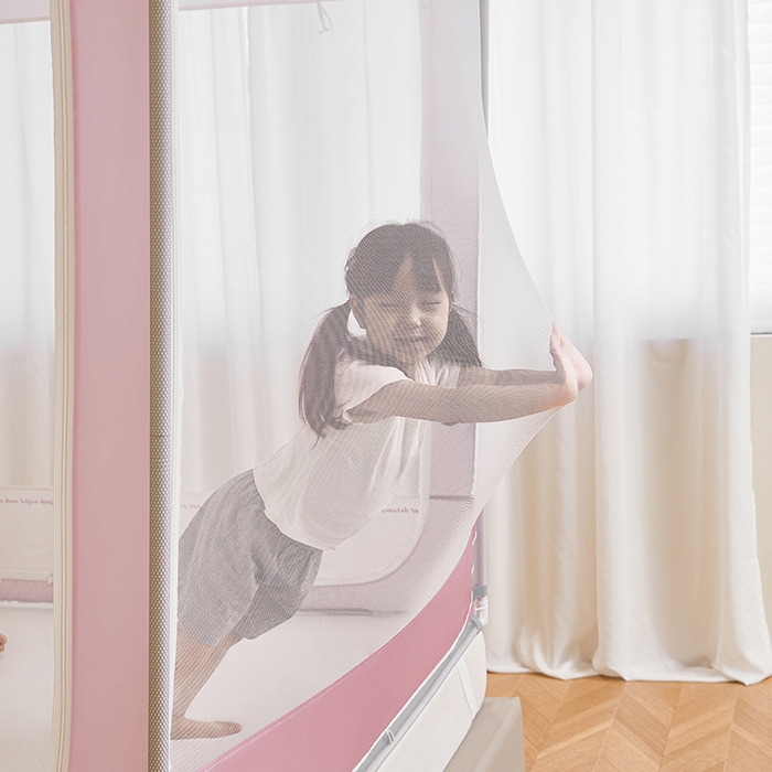 91家纺网 家纺一手货源 找家纺 青竹苑 2026新款圆弧款坐床防摔蚊帐 兔兔