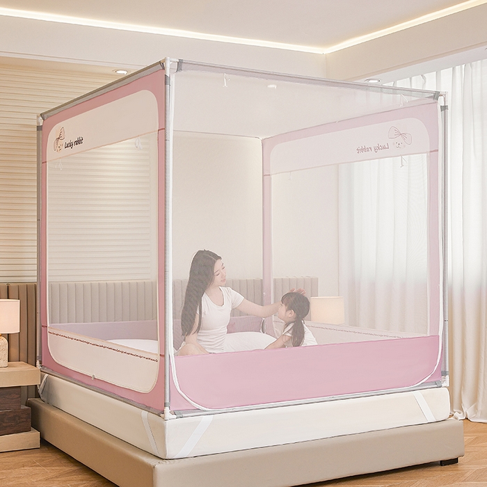 91家纺网 家纺一手货源 找家纺 青竹苑 2026新款圆弧款坐床防摔蚊帐 兔兔