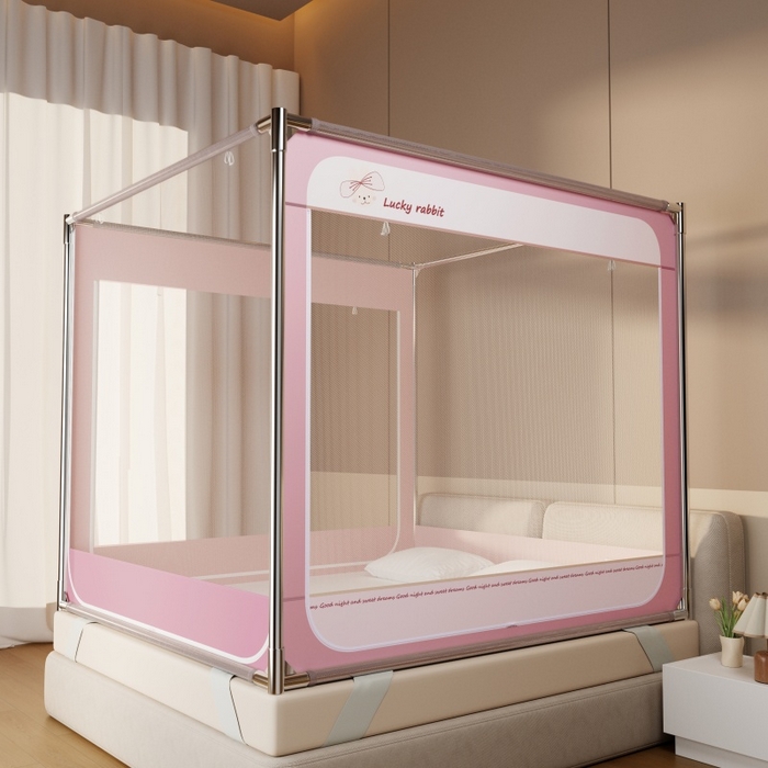 91家纺网 家纺一手货源 找家纺 青竹苑 2026新款圆弧款坐床防摔蚊帐 兔兔