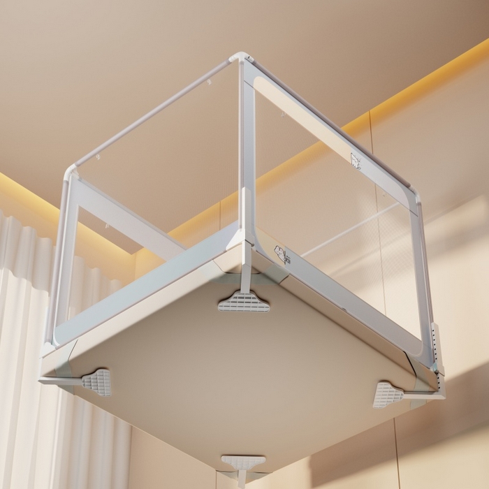 91家纺网 家纺一手货源 找家纺 青竹苑 2026新款圆弧款坐床防摔蚊帐 兔兔和猫猫