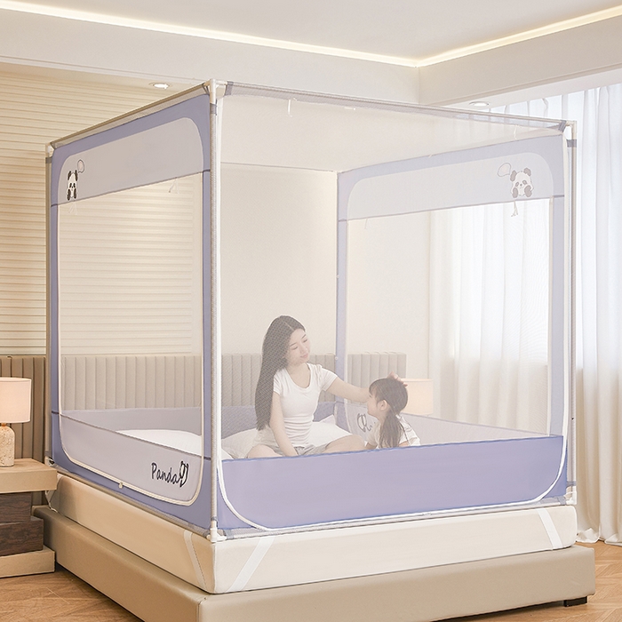 91家纺网 家纺一手货源 找家纺 青竹苑 2026新款圆弧款坐床防摔蚊帐 小熊猫