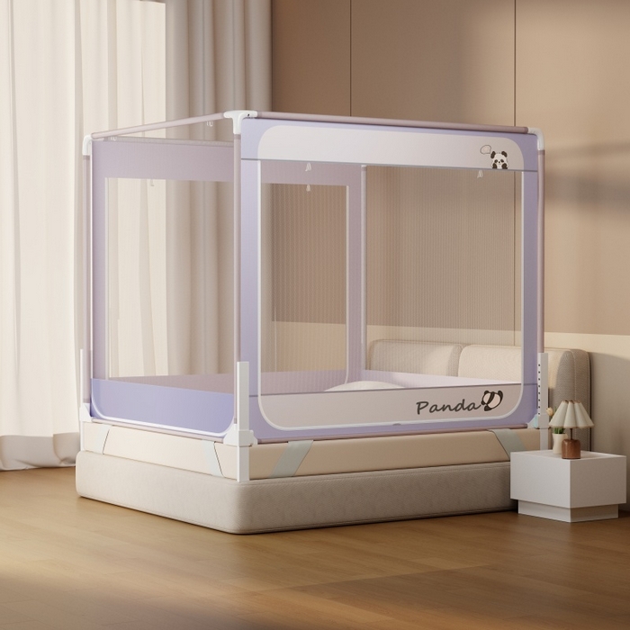 91家纺网 家纺一手货源 找家纺 青竹苑 2026新款圆弧款坐床防摔蚊帐 小熊猫