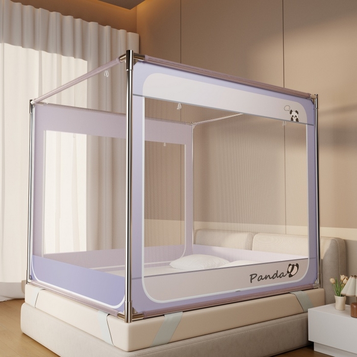 91家纺网 家纺一手货源 找家纺 青竹苑 2026新款圆弧款坐床防摔蚊帐 小熊猫