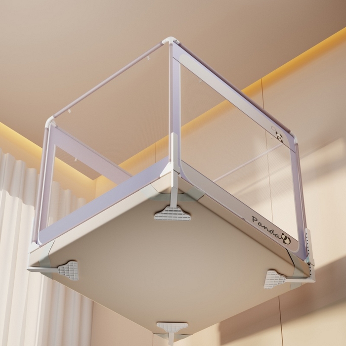 91家纺网 家纺一手货源 找家纺 青竹苑 2026新款圆弧款坐床防摔蚊帐 小熊猫