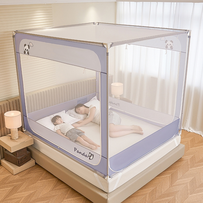 91家纺网 家纺一手货源 找家纺 青竹苑 2026新款圆弧款坐床防摔蚊帐 小熊猫