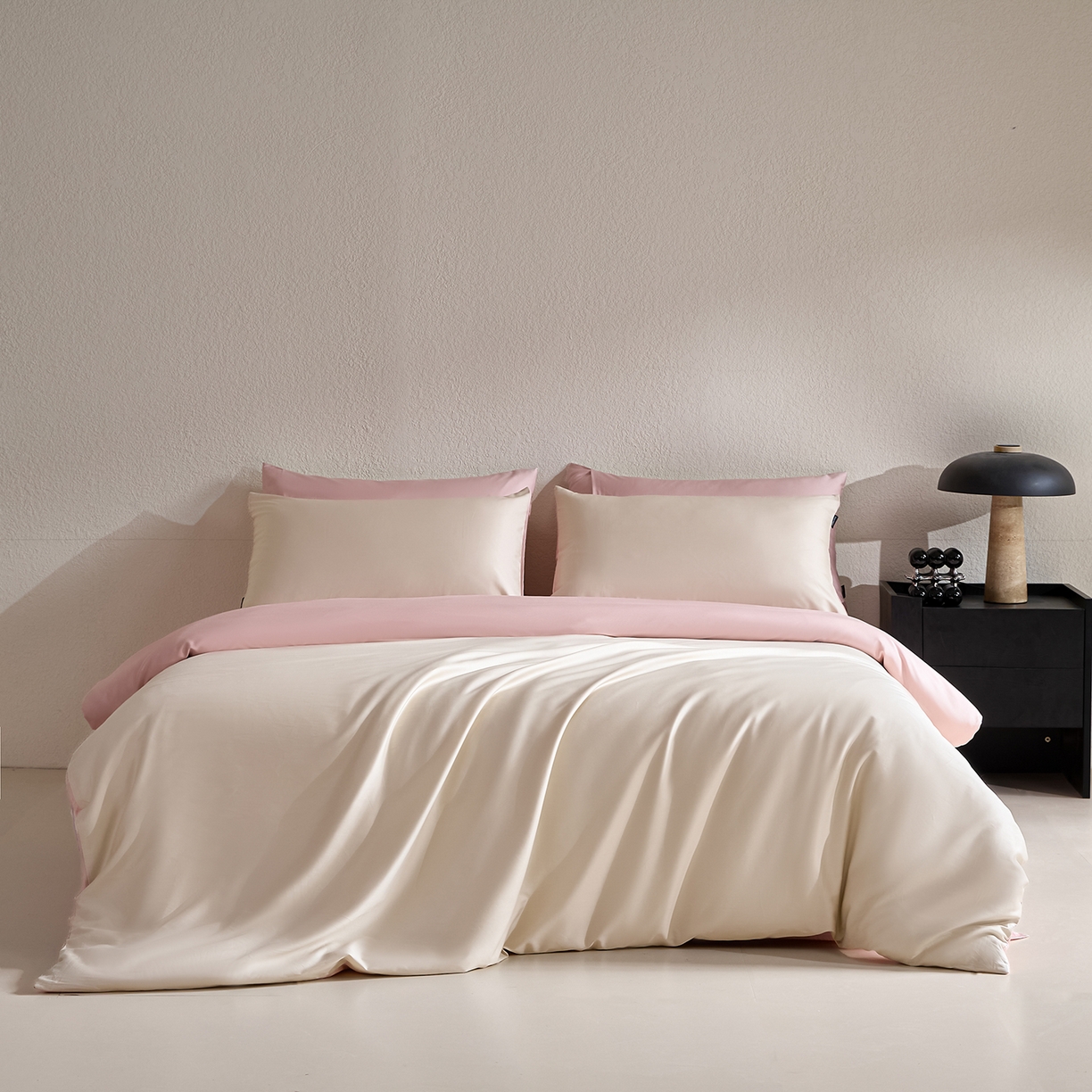 91家纺网 家纺一手货源 找家纺 拼社家纺 2026新款A类全棉50s双股100Pro贡缎长绒棉四件套全棉四件套简约纯色纯棉床上用品 舒肤蕾+天竺粉