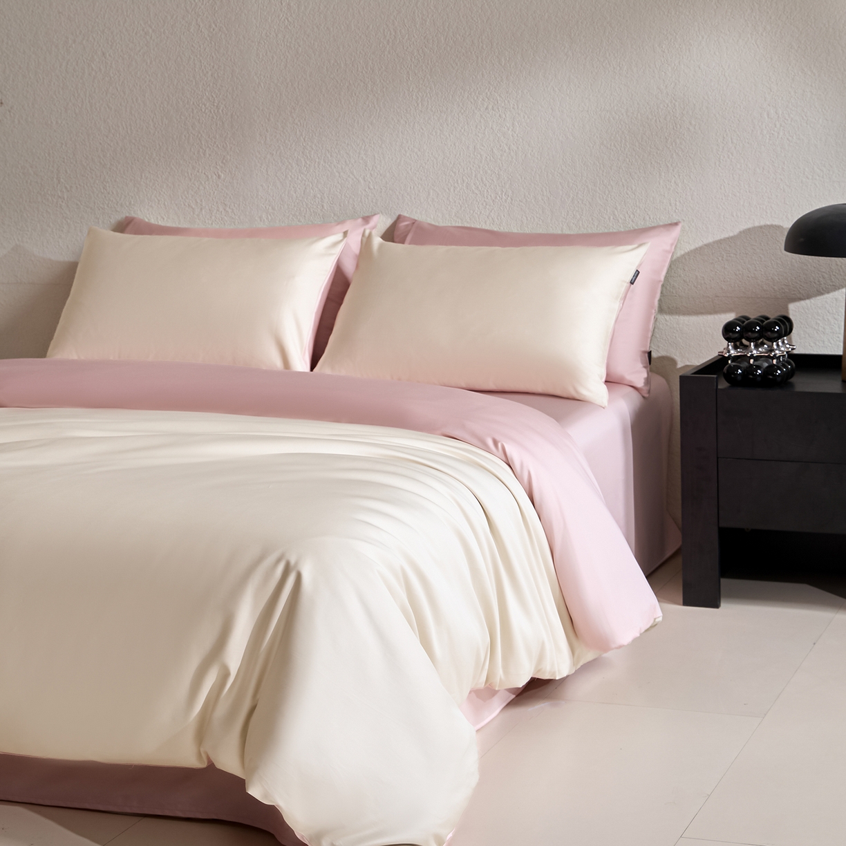 91家纺网 家纺一手货源 找家纺 拼社家纺 2026新款A类全棉50s双股100Pro贡缎长绒棉四件套全棉四件套简约纯色纯棉床上用品 舒肤蕾+天竺粉