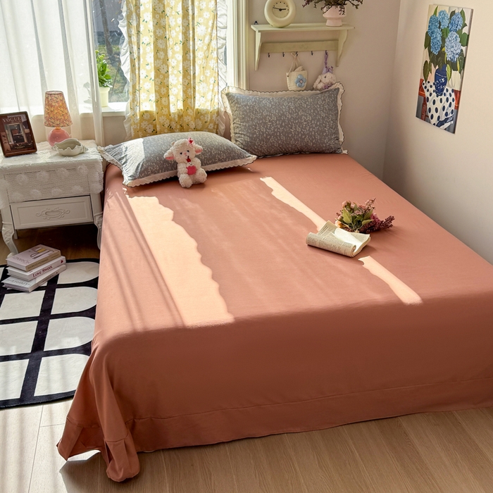 91家纺网 家纺一手货源 找家纺 梦纤绒 2026新款A类仿棉古法水洗棉法式全棉花边四件套灰棠