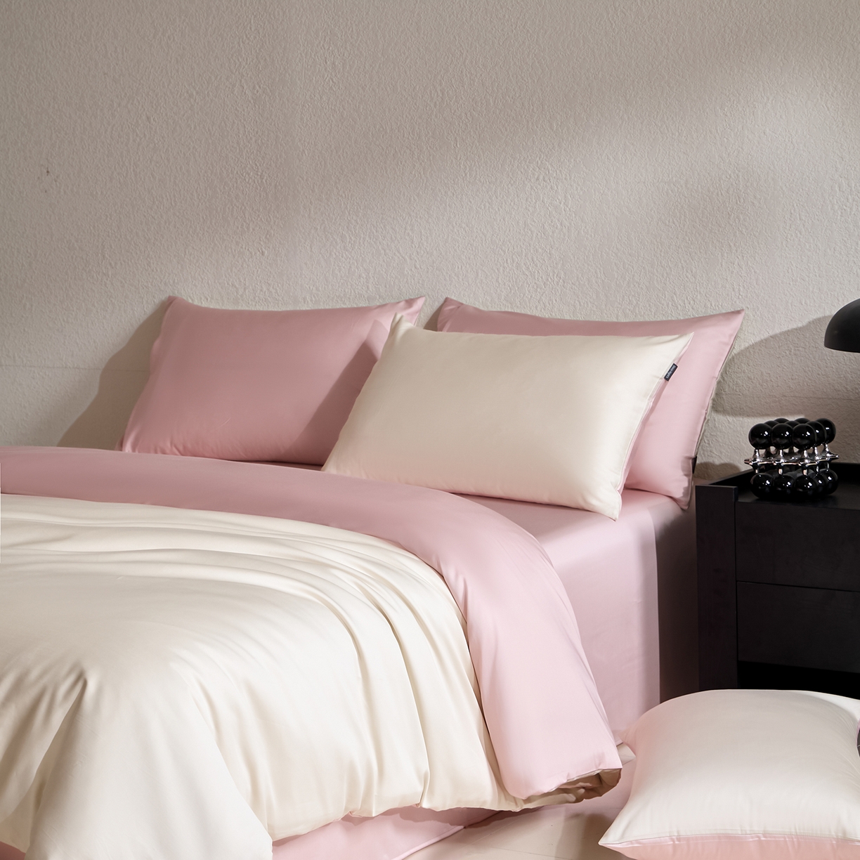 91家纺网 家纺一手货源 找家纺 拼社家纺 2026新款A类全棉50s双股100Pro贡缎长绒棉四件套全棉四件套简约纯色纯棉床上用品 舒肤蕾+天竺粉