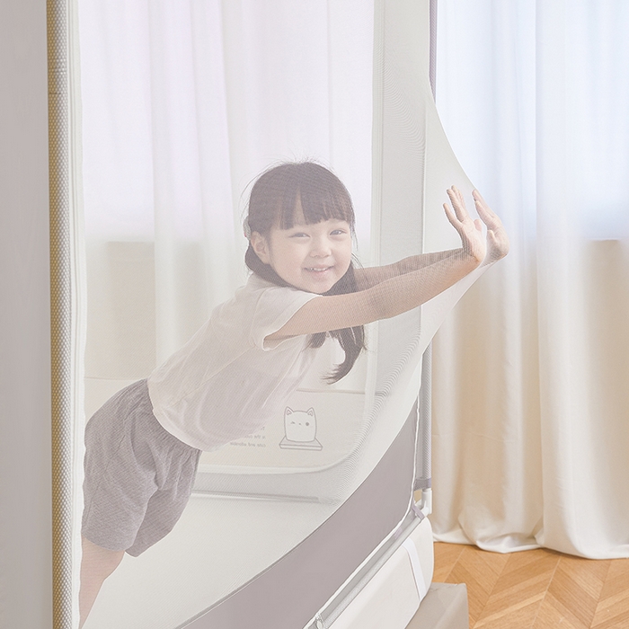 91家纺网 家纺一手货源 找家纺 青竹苑 2026新款圆弧款坐床防摔蚊帐 熊熊