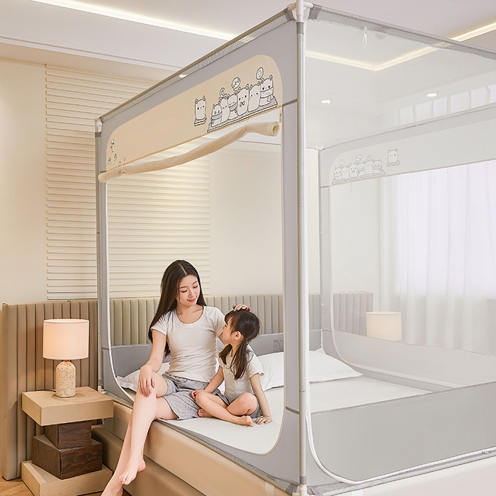 91家纺网 家纺一手货源 找家纺 青竹苑 2026新款圆弧款坐床防摔蚊帐 熊熊