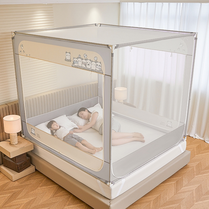 91家纺网 家纺一手货源 找家纺 青竹苑 2026新款圆弧款坐床防摔蚊帐 熊熊