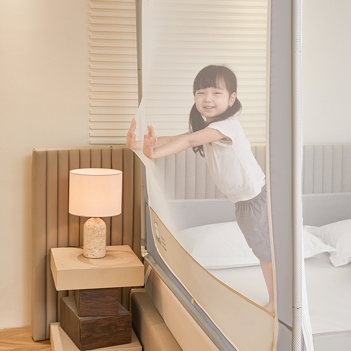 91家纺网 家纺一手货源 找家纺 青竹苑 2026新款圆弧款坐床防摔蚊帐 熊熊