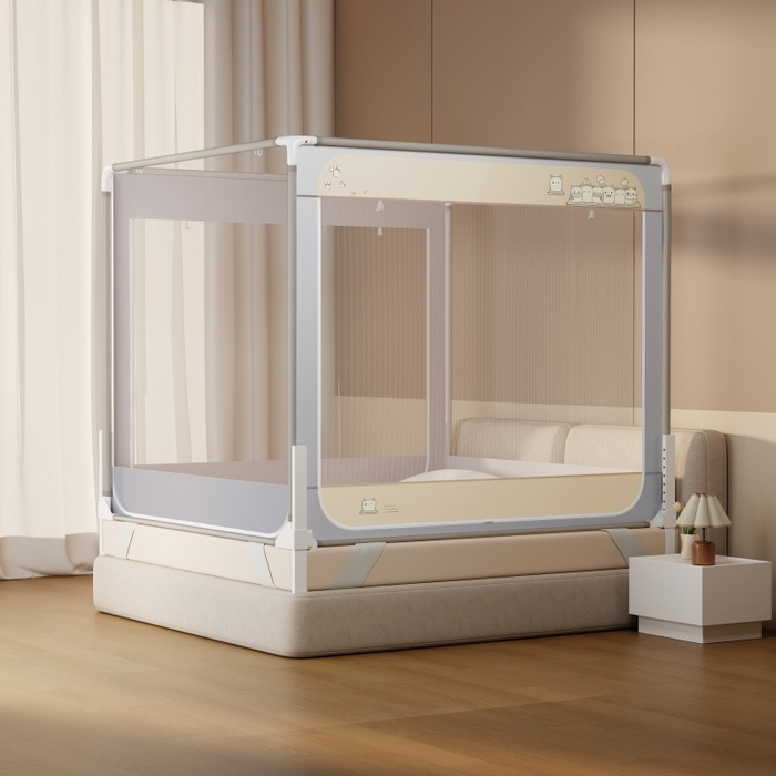 91家纺网 家纺一手货源 找家纺 青竹苑 2026新款圆弧款坐床防摔蚊帐 熊熊