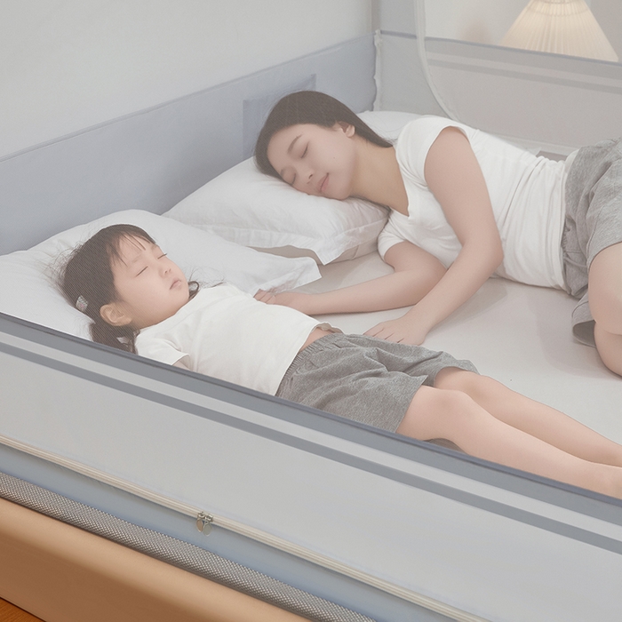 91家纺网 家纺一手货源 找家纺 青竹苑 2026新款圆弧款坐床防摔蚊帐 蓝灰