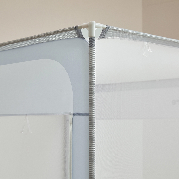 91家纺网 家纺一手货源 找家纺 青竹苑 2026新款圆弧款坐床防摔蚊帐 蓝灰