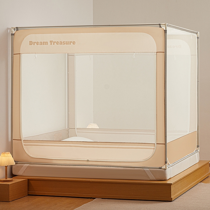 91家纺网 家纺一手货源 找家纺 青竹苑 2026新款圆弧款坐床防摔蚊帐 米杏