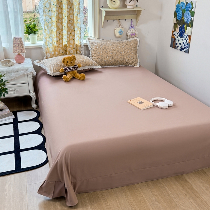 91家纺网 家纺一手货源 找家纺 梦纤绒 2026新款A类仿棉古法水洗棉法式全棉花边四件套美式