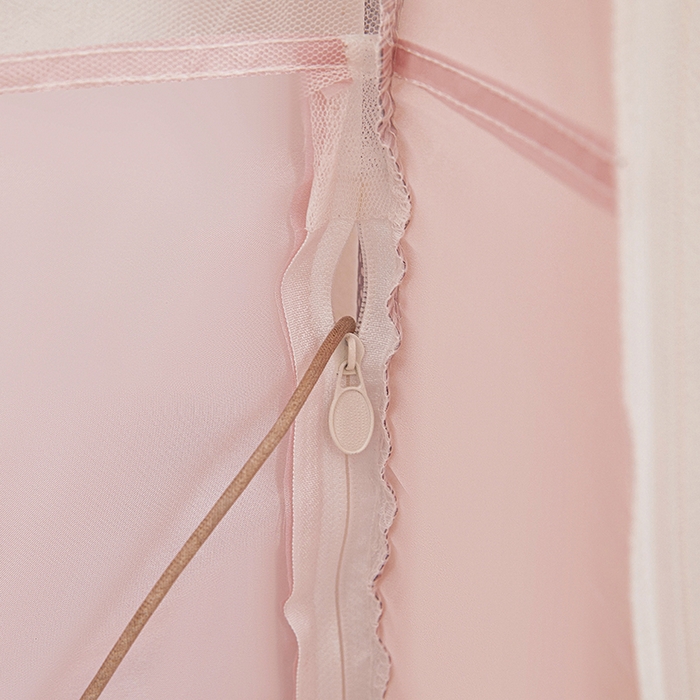 91家纺网 家纺一手货源 找家纺 青竹苑 2026新款圆弧款坐床防摔蚊帐 浅粉