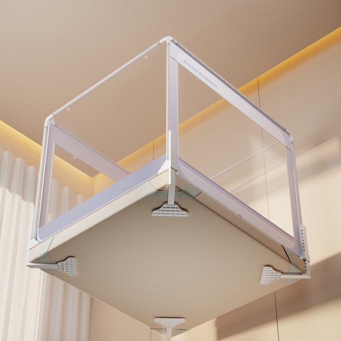 91家纺网 家纺一手货源 找家纺 青竹苑 2026新款圆弧款坐床防摔蚊帐 浅紫