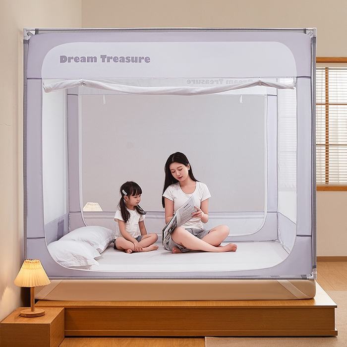 91家纺网 家纺一手货源 找家纺 青竹苑 2026新款圆弧款坐床防摔蚊帐 浅紫