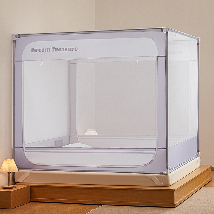 91家纺网 家纺一手货源 找家纺 青竹苑 2026新款圆弧款坐床防摔蚊帐 浅紫