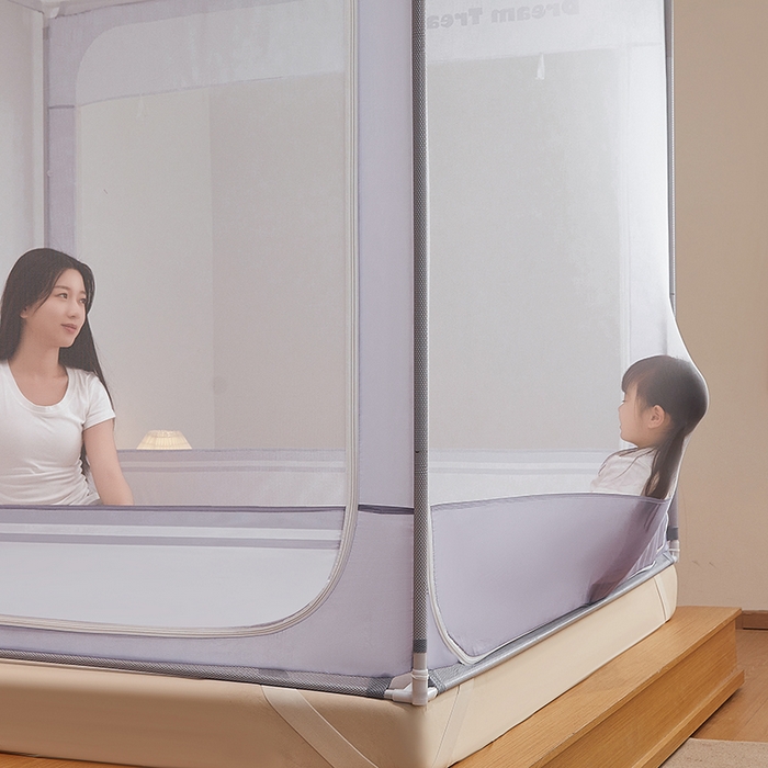 91家纺网 家纺一手货源 找家纺 青竹苑 2026新款圆弧款坐床防摔蚊帐 浅紫