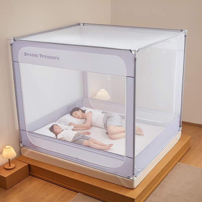 91家纺网 家纺一手货源 找家纺 青竹苑 2026新款圆弧款坐床防摔蚊帐 浅紫