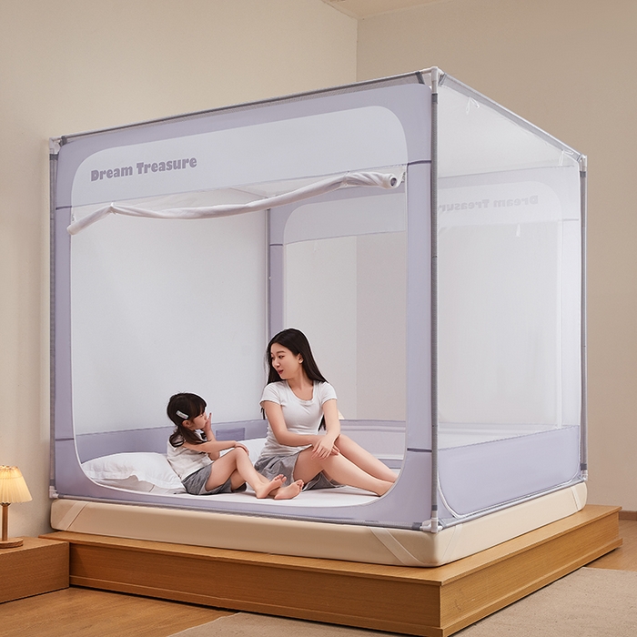 青竹苑 2026新款圆弧款坐床防摔蚊帐 浅紫