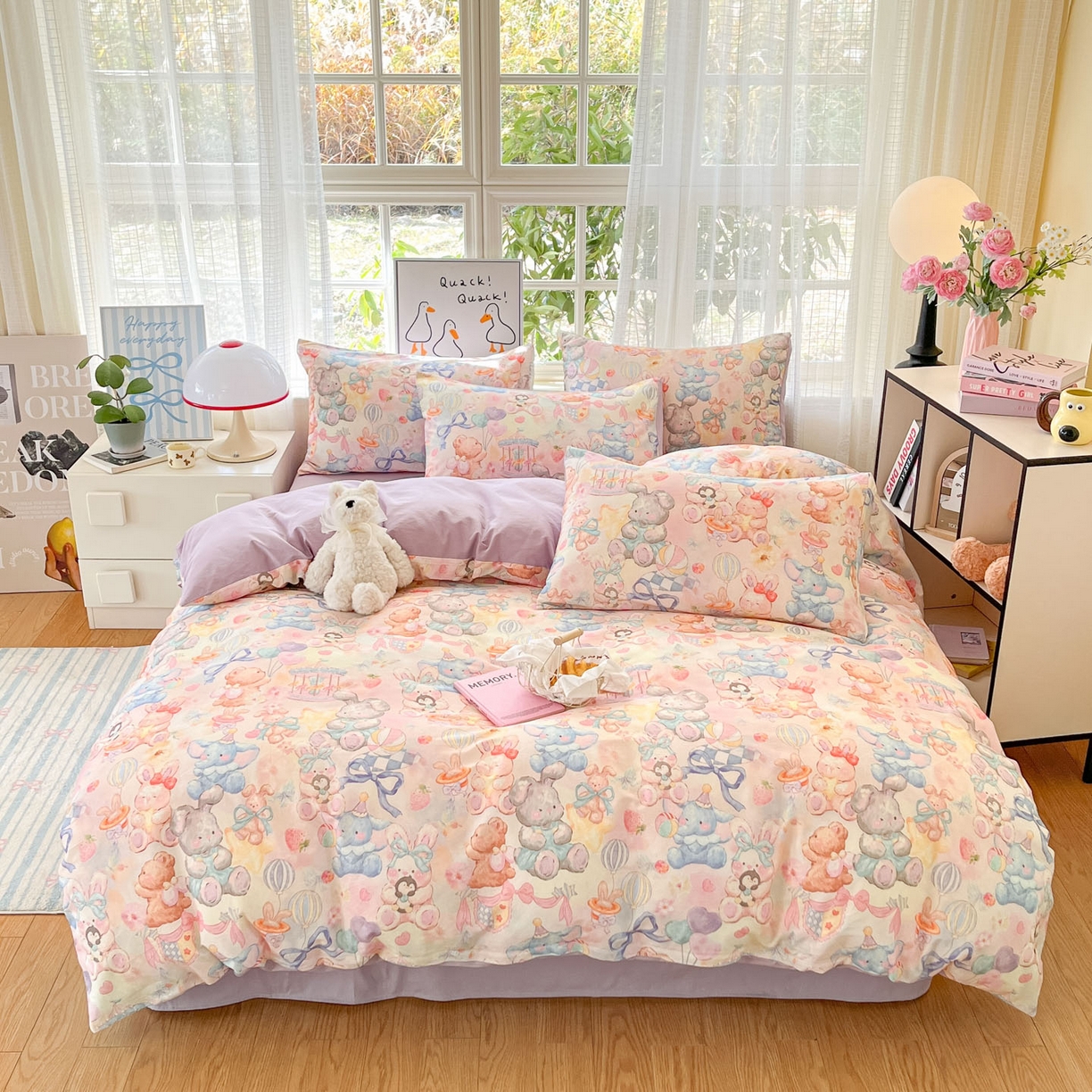 91家纺网 家纺一手货源 找家纺 （总）睡美美家纺 2026新款13070数码印花全棉纯棉动物卡通三件套四件套