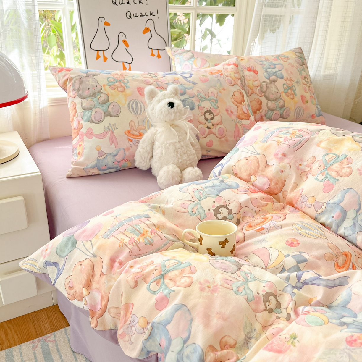 91家纺网 家纺一手货源 找家纺 （总）睡美美家纺 2026新款13070数码印花全棉纯棉动物卡通三件套四件套