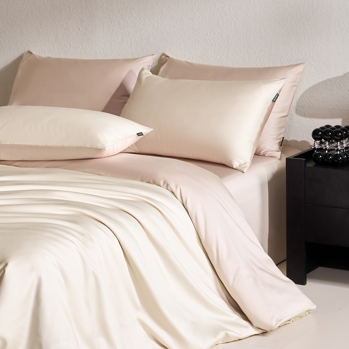 91家纺网 家纺一手货源 找家纺 拼社家纺 2026新款A类全棉50s双股100Pro贡缎长绒棉四件套全棉四件套简约纯色纯棉床上用品 舒肤蕾+香槟色