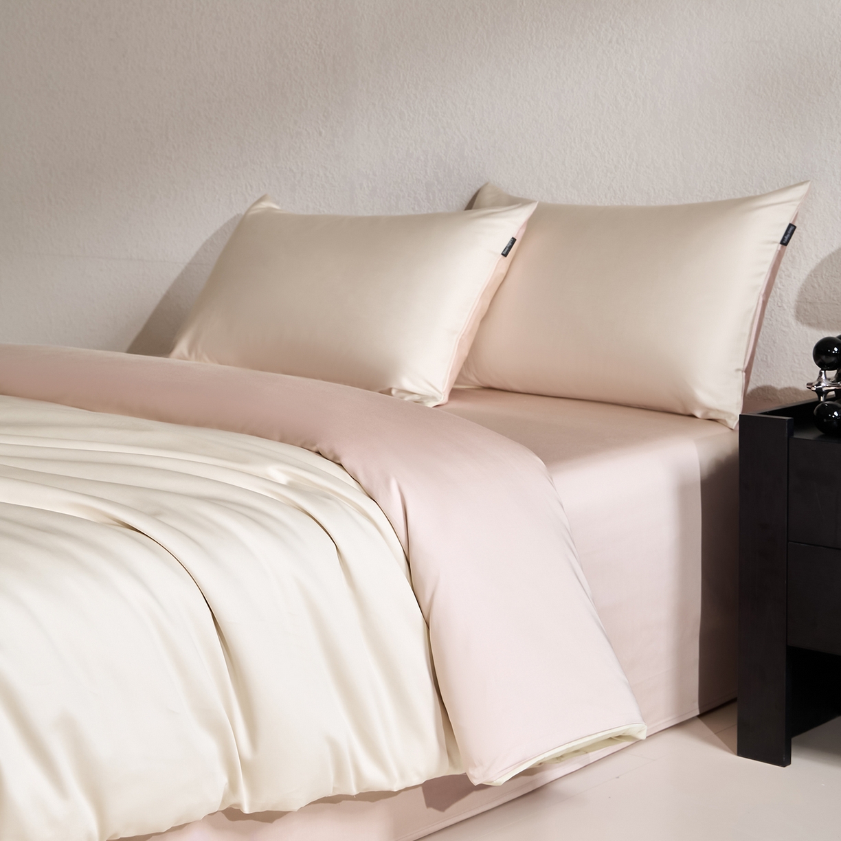 91家纺网 家纺一手货源 找家纺 拼社家纺 2026新款A类全棉50s双股100Pro贡缎长绒棉四件套全棉四件套简约纯色纯棉床上用品 舒肤蕾+香槟色