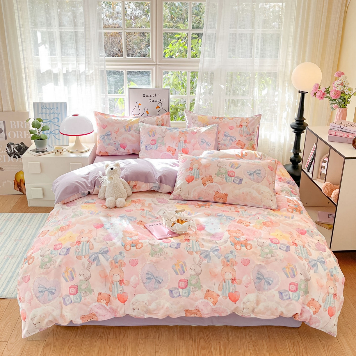 91家纺网 家纺一手货源 找家纺 睡美美家纺 2026新款13070数码印花全棉纯棉动物卡通三件套四件套 节日狂欢