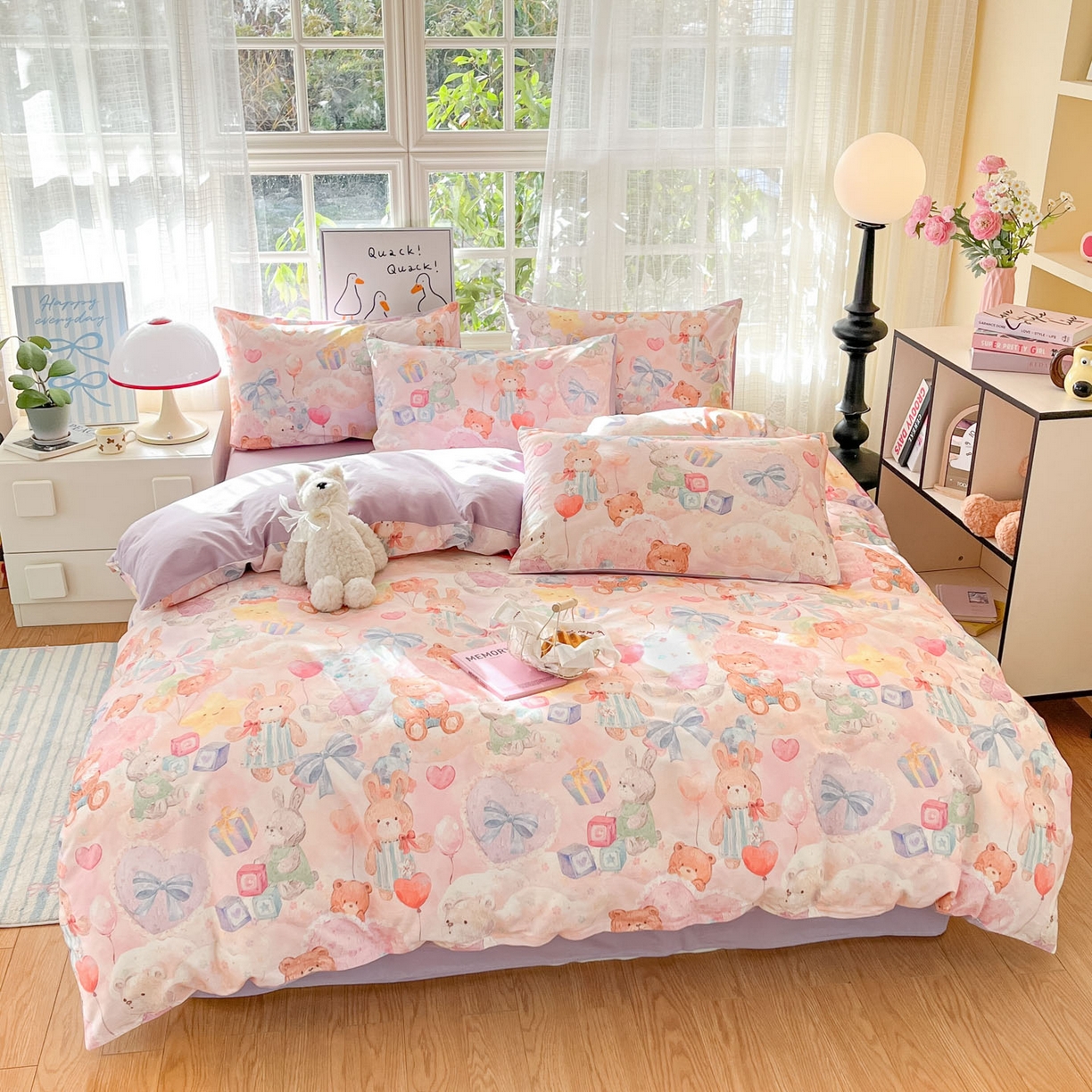 91家纺网 家纺一手货源 找家纺 睡美美家纺 2026新款13070数码印花全棉纯棉动物卡通三件套四件套 节日狂欢